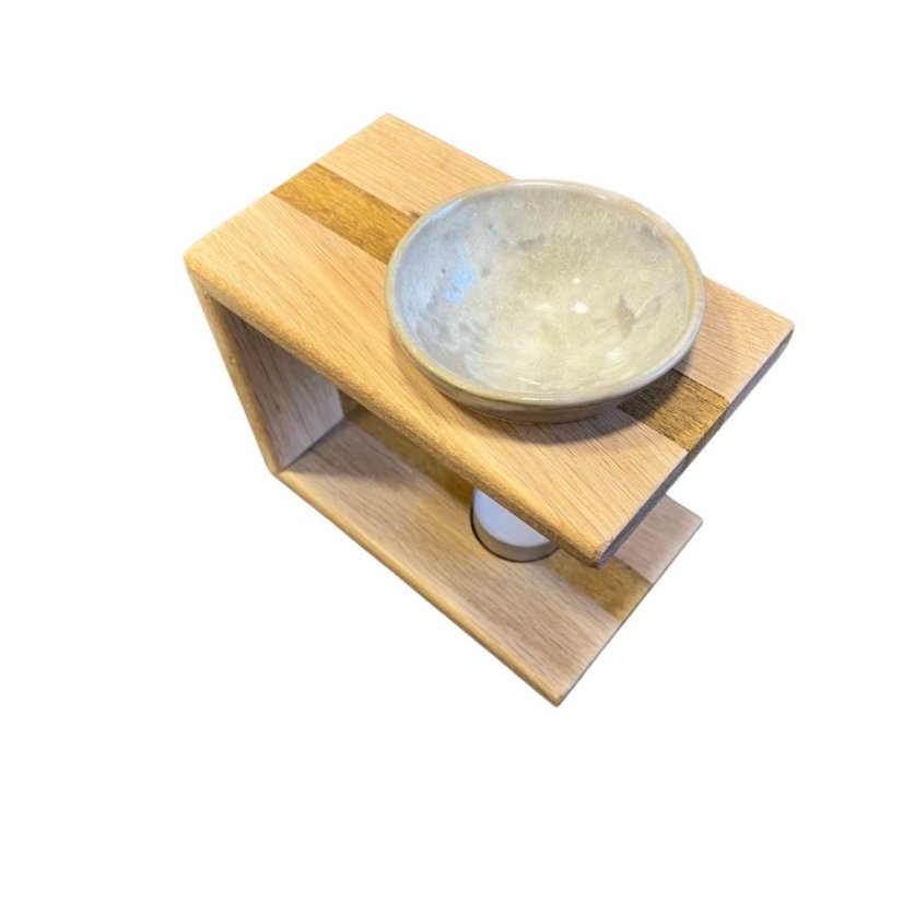 Dřevěná aromalampa KOUZELNÁ VÍLA šedá miska