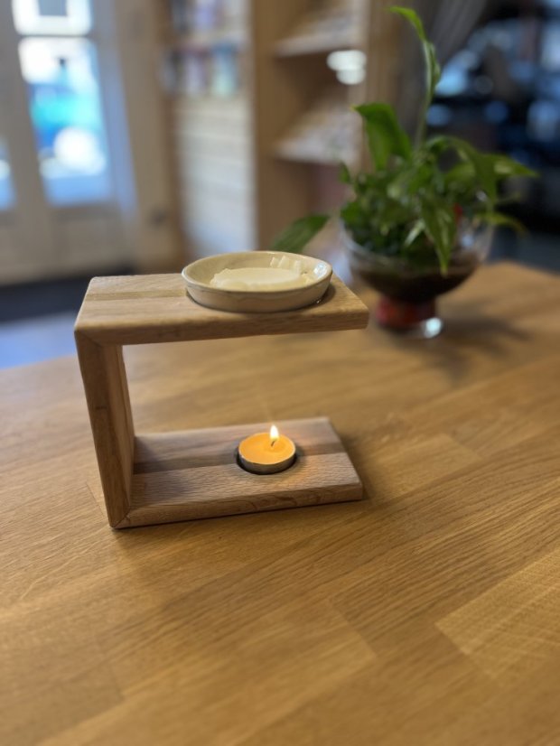 Dřevěná aromalampa KOUZELNÁ VÍLA šedá miska