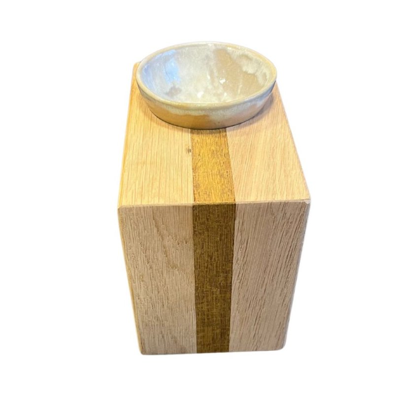 Dřevěná aromalampa KOUZELNÁ VÍLA šedá miska